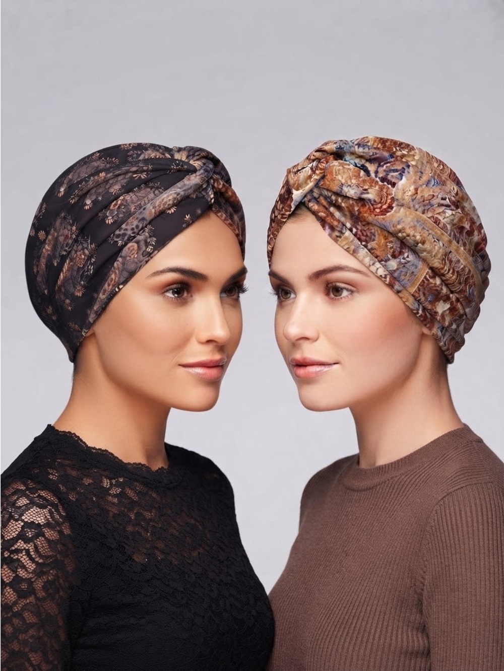 Silk bonnet + satin bonnet night turban - curly hair bonnet - sleep cap set of 2
